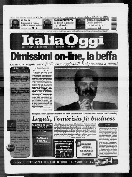 Italia oggi : quotidiano di economia finanza e politica